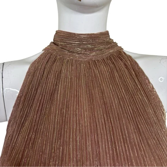 NWT Metallic sparkly holiday party Elegant Brown pink gold bold sexy Halter XL - Picture 9 of 15